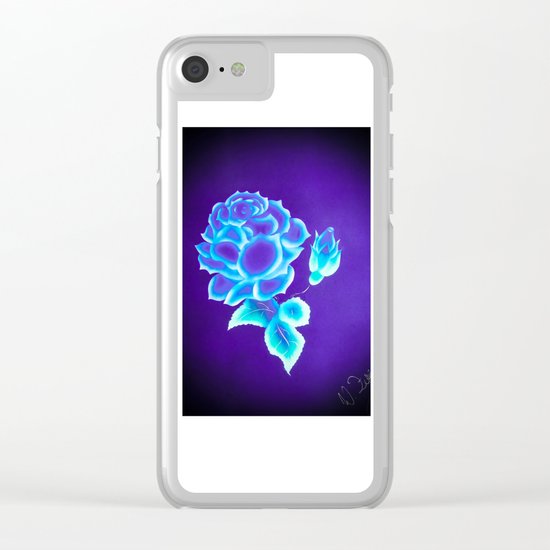 Blue Rose Clear iPhone Case
