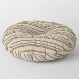 [ Thumbnail: Tan & Dim Gray Colored Lined/Striped Pattern Floor Pillow ]