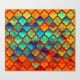 Moroccan pattern colorful mermaid scale tiles Canvas Print