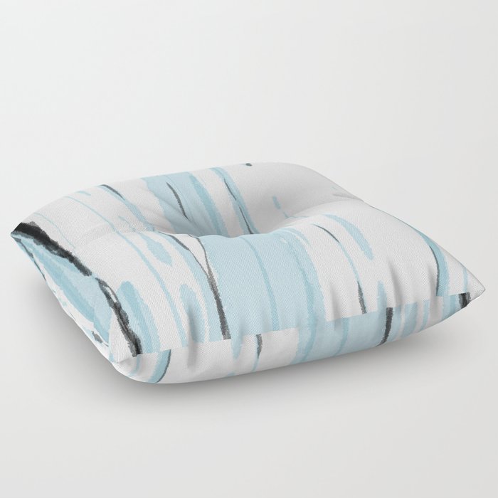 Aqua Blue Bamboo Forest: Abstract Digital Watercolor Painting Floor Pillow