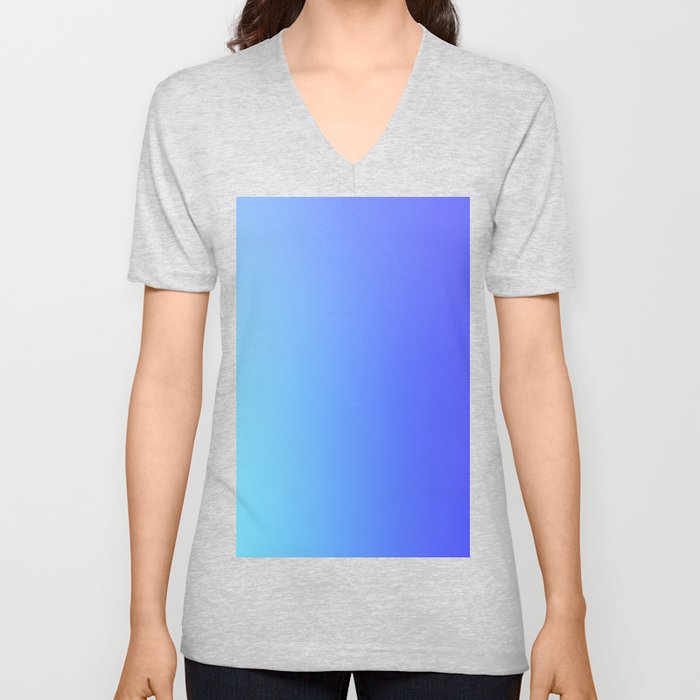 5 Blue Gradient 220506 Aura Ombre Valourine Digital Minimalist Art V Neck T Shirt