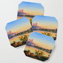 Rio De Janeiro with Sugarloaf in Background, Brazil coastal landscape painting by Alessandro Cicarelli Coaster