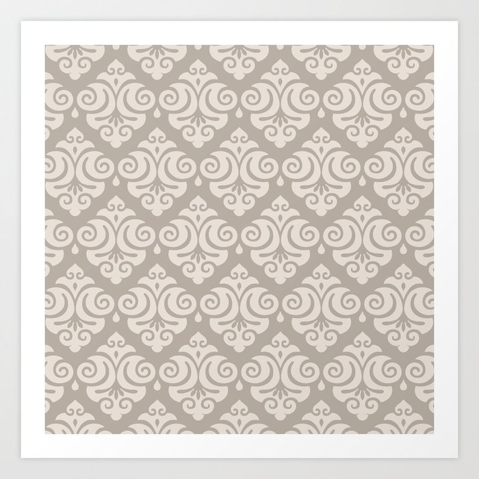 Traditional Pattern in Linen White and Beige. Art Print