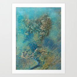 Blue And Gold Modern Abstract Art Painting Art Print