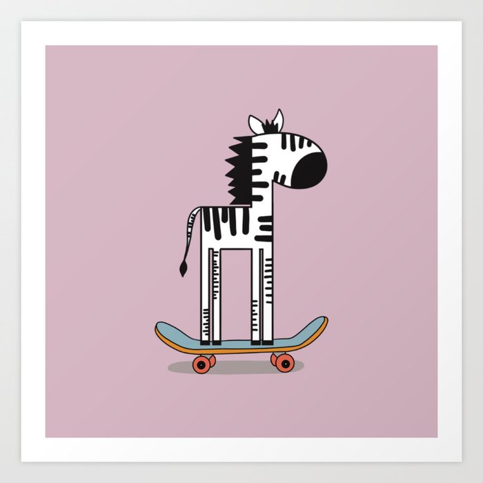 Skateboard Safari Art Print