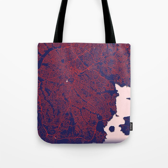 Kampala, Uganda, Blue, White, City, Map Tote Bag by City Map Art Prints