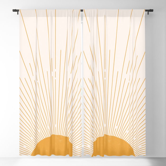Solar Rays Boho Decor, Mid Century Modern Minimalist Sun Decor, Mustard Sunburst Blackout Curtain