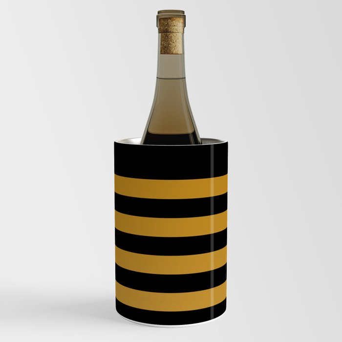 Elegant Black & Gold Stripes Wine Chiller