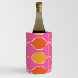 70s 60s Colorful Ethnic Quatrefoil Kilim Pattern Wine Chiller