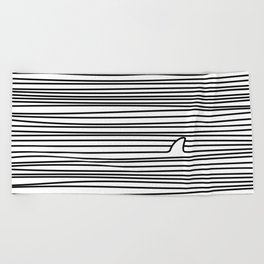 Minimal Line Drawing Simple Unique Shark Fin Gift Beach Towel