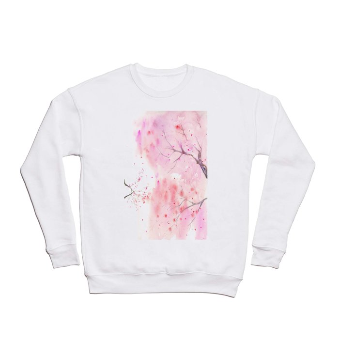Cherry Blossom, Abstract,  Art Watercolor Painting  by Suisai Genki  Crewneck Sweatshirt