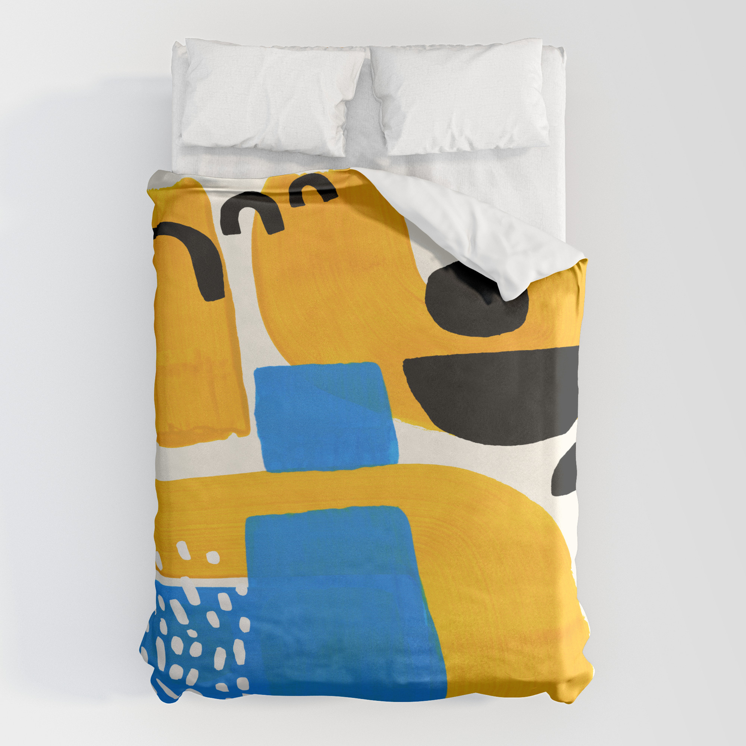 sociaal Competitief Raar Mid Century Modern abstract Minimalist Fun Colorful Shapes Patterns Ikea  Yellow & Blue Duvet Cover by EnShape | Society6
