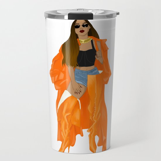Rihanna Orange Vetements Boots 2 3 Travel Mug By Lizzyrart Society6