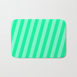 [ Thumbnail: Aquamarine and Green Colored Stripes/Lines Pattern Bath Mat ]