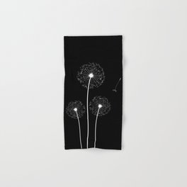 Dandelion Three White on Black Background Hand & Bath Towel