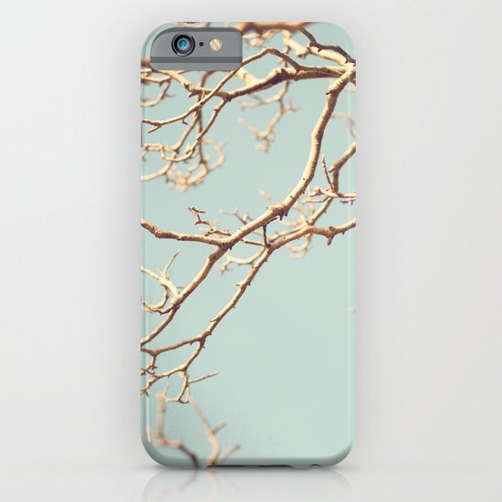 Pale Blue Winter (Tree branches on a retro pale blue sky) iPhone & iPod Case