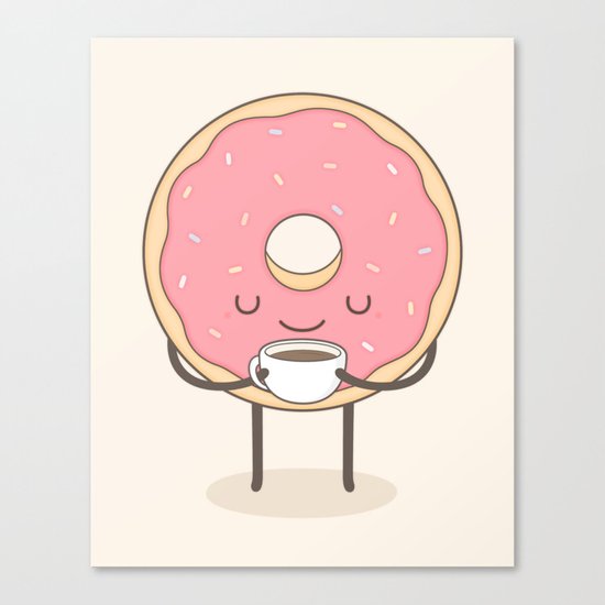 donut loves coffee Canvas Print