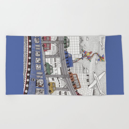 Taking the Red Line Beach Towel