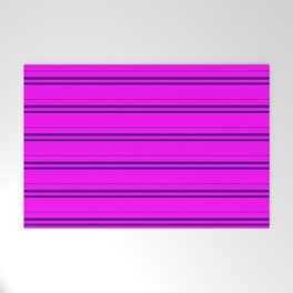 [ Thumbnail: Fuchsia and Indigo Colored Lined/Striped Pattern Welcome Mat ]