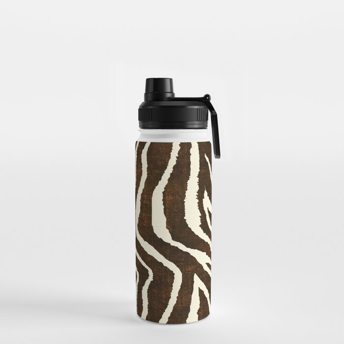 ANIMAL PRINT ZEBRA IN WINTER 2 BROWN AND BEIGE Water Bottle