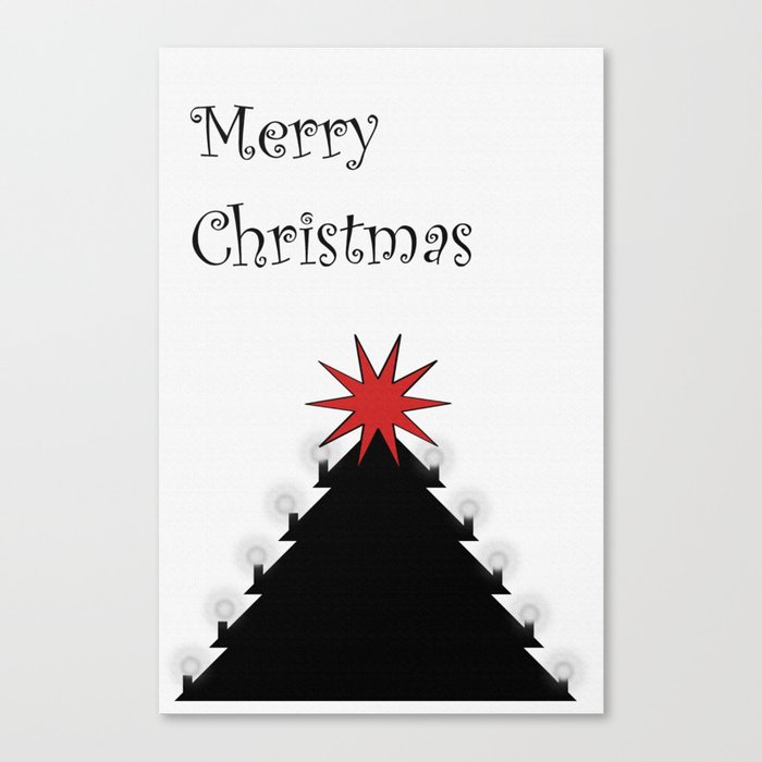 Merry Christmas black white red Canvas Print