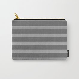 [ Thumbnail: Dim Grey and Dark Gray Colored Lined/Striped Pattern Carry-All Pouch ]