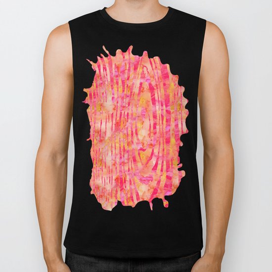 Orange Wood Print Biker Tank