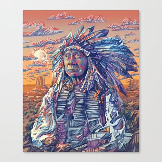 native american portrait-red cloud Canvas Print