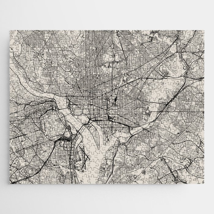 Washington D.C. - Black and White Jigsaw Puzzle