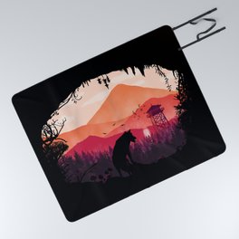 Lonely Wolf in The Cave Picnic Blanket
