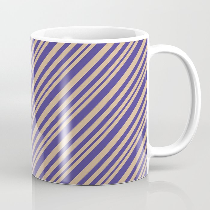 Tan and Dark Slate Blue Colored Lines Pattern Coffee Mug
