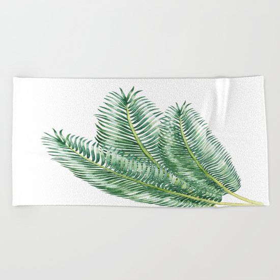 Three Palm Leaves Beach Towel