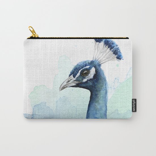 Peacock Watercolor Exotic Bird Animals Carry-All Pouch
