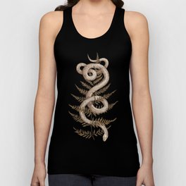 The Snake and Fern Unisex Tanktop | Snake, Fern, Nature, Greenery, Botanical, Plants, Drawing, Scientific, Digital, Curated 