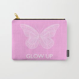 Glow Up Carry-All Pouch | Curated, Feminine, Glow, Glam, Butterfly, Glowup, White, Pink, Girly, Cute 