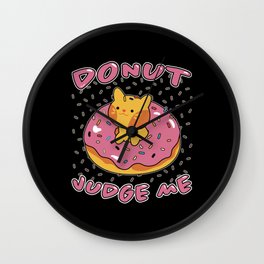 Donut Judge Cats Doughnut Candy Cat Gift Wall Clock