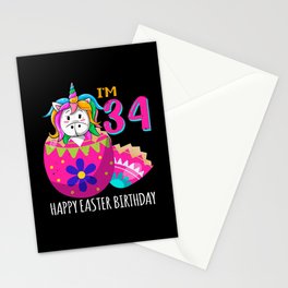 34 Year Old Age Birth Kawaii Unicorn Easter Sunday Stationery Card