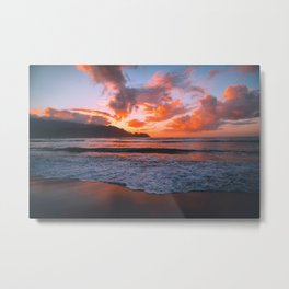 Tropical Hawaiian Beach Sunset Metal Print | Tropicalsunsets, Sandy, Oceansunset, Beaches, Seawaves, Waves, Tropical, Beach, Clouds, Photo 