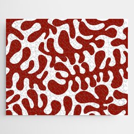 Red Matisse cut outs seaweed pattern on white background Jigsaw Puzzle