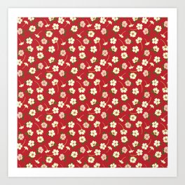 Spring Garden Dlicate Blooms - Red Art Print