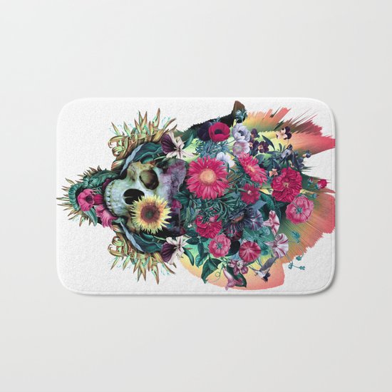 Floral Skull Vivid V Bath Mat