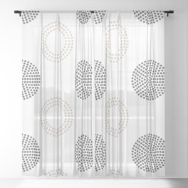 Pale Taupe Gray White Circle Polka Dot Pattern Pairs Dulux 2022 Trending Colour Artist's Brush Sheer Curtain