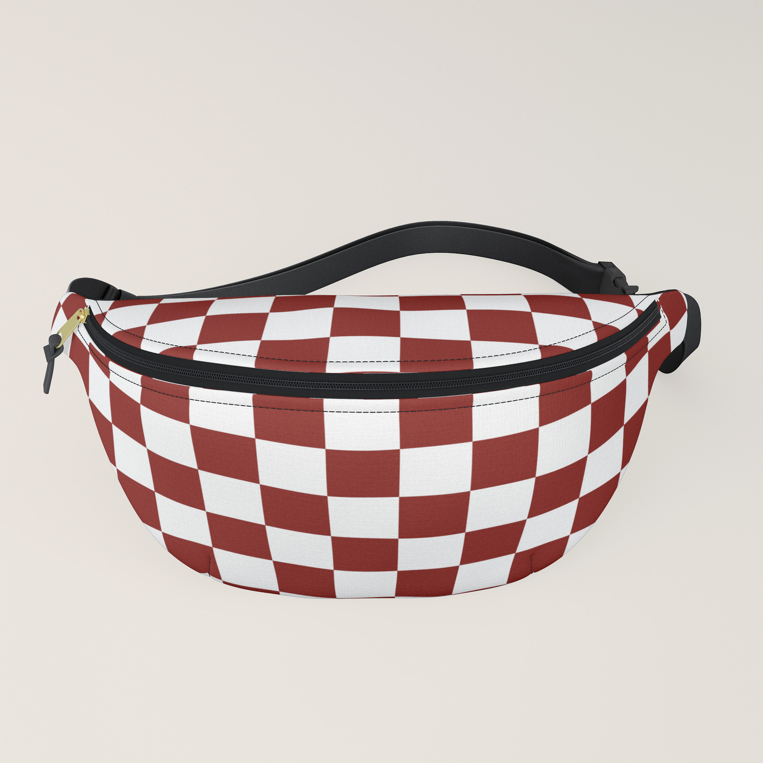 red and white checkered fanny pack