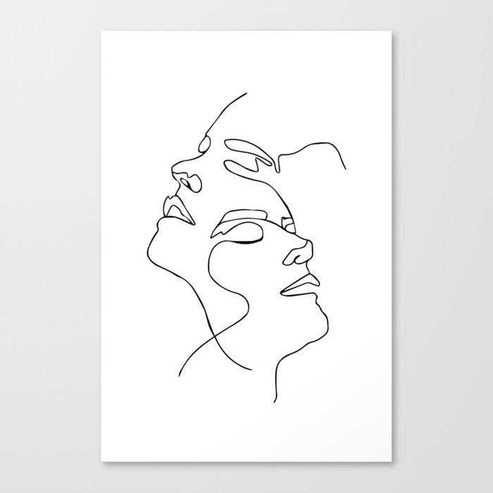 Double face one line Poster, Abstract art, abstract poster ... I love using face stencils in my art journals because i'm.