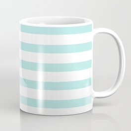 Aqua blue and White stripes lines - horizontal Mug