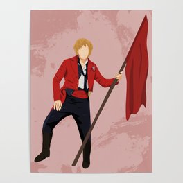 Enjolras With Red Flag Poster