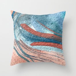 Grace [1]: An abstract watercolor piece in reds and blues by Alyssa Hamilton Art Throw Pillow