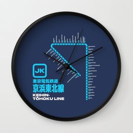 Keihin Tohoku Line Tokyo Train Station List Map - Navy Wall Clock | Japan, Train, Keihintohokuline, Station, Tokyo, Trainline, Graphicdesign, Map, Keihintohoku 
