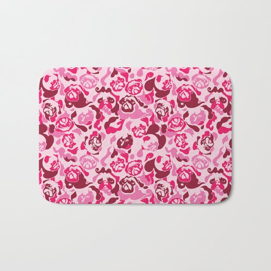 Pug Camouflage Pink Bath Mat