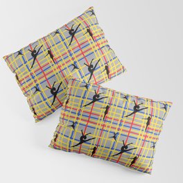 Dancing like Piet Mondrian - New York City I. Red, yellow, and Blue lines on the grey background Pillow Sham